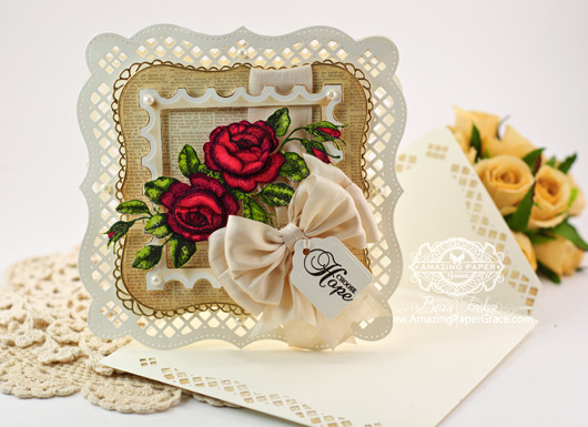 Card Making Ideas by Becca Feeken using Spellbinders Bracket Border One and JustRite Rose Bouquet with envelope