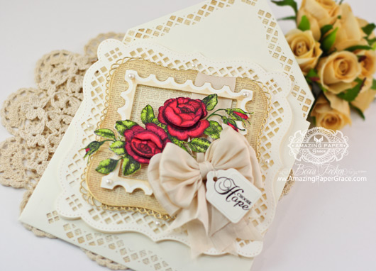 Card Making Ideas by Becca Feeken using Punch Board enveloped embellished with Spellbinders A2 Bracket Border One