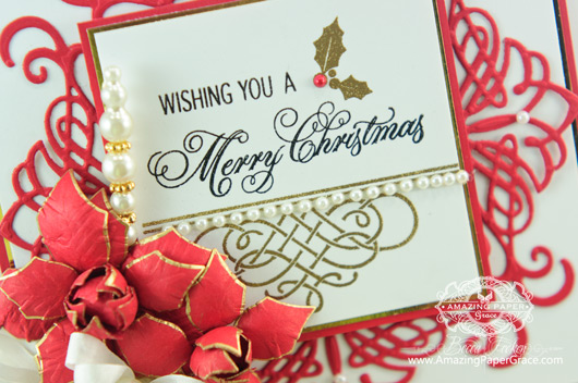 Christmas Card Making Ideas by Becca Feeken using JustRite Heirloom Flourish Two and  Elegant Christmas Swirls (closeup)