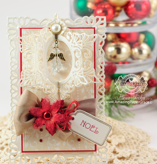 Christmas Card Making Ideas by Becca Feeken using JustRite Holly Garlands and Spellbinders Resplendent Rectangles