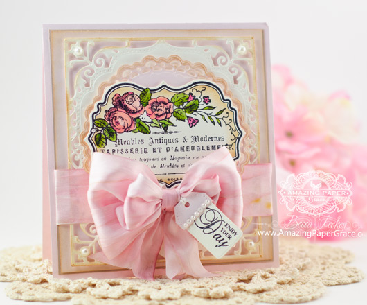 Friendship Card Making Ideas by Becca Feeken using JustRite Rose Bouquet and Spellbinders