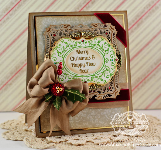 Christmas Card Making Ideas by Becca Feeken Using JustRite Christmas Vintage Labels Seven and Spellbinders