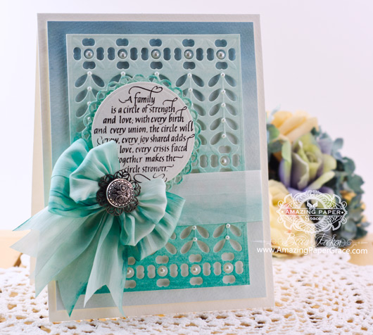 Card Making Ideas by Becca Feeken using Quietfire A Family is a Circle of Strength and Spellbinders French Harmony