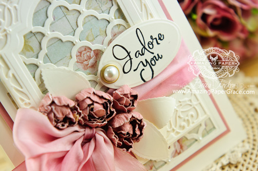 Card Making Ideas by Becca Feeken using Spellbinders Grateful Lattice (closeup)