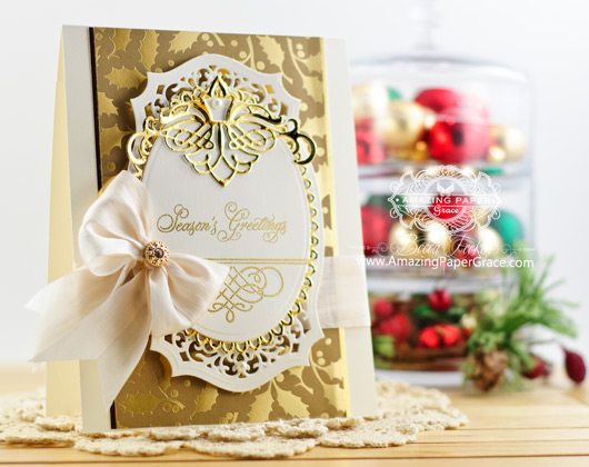 Christmas Card Making Ideas by Becca Feeken using Amazing Paper Grace Elegant Christmas Swirls