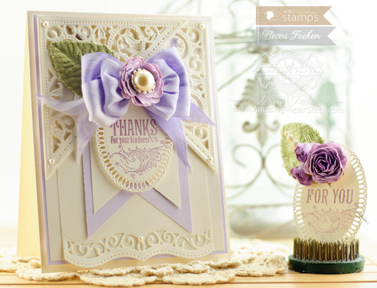 Thank you Card Making Ideas by Becca Feeken using Waltzingmouse Stamps and Spellbinders