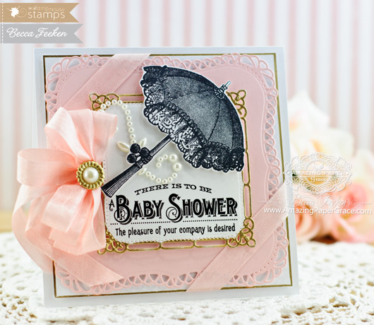 Baby Card Making Ideas by Becca Feeken using Waltzingmouse Vintage Baby Shower - www.amazingpapergrace.com