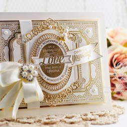 Wedding Card Making Ideas by Becca Feeken using JustRite Wedding Wishes and Spellbinders Divine Eloquence