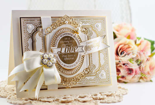 Wedding Card Making Ideas by Becca Feeken using JustRite Wedding Wishes and Spellbinders Divine Eloquence