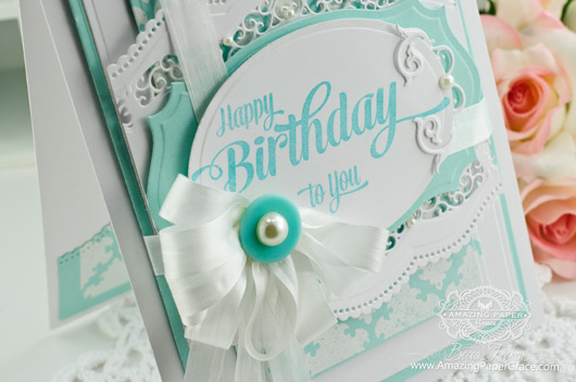 Birthday Card Making Ideas by Becca Feeken using JustRite Papercrafts Extra Grand Birthday Sentiment and Spellbinders