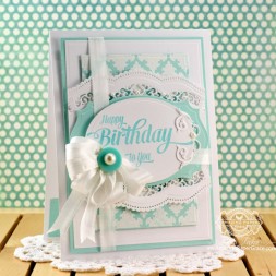 Birthday Card Making Ideas by Becca Feeken using JustRite Papercrafts Extra Grand Birthday Sentiment and Spellbinders