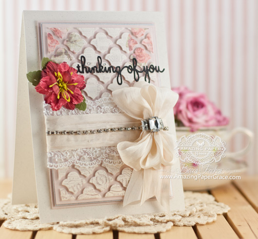 Card Making Ideas by Becca Feeken using Spellbinders Sentiments 4 and Grateful Lattice