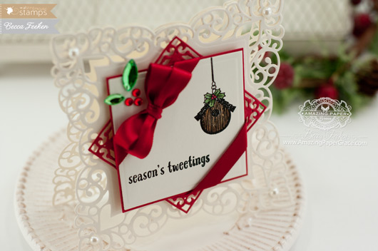 Christmas Card Making Ideas by Becca Feeken using Waltzingmouse Little Deers and Spellbinders Labels 42 Decorative Accents - www.amazingpapergrace.com