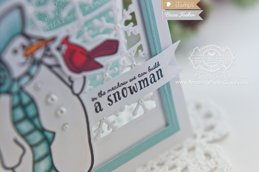 Christmas Card Making Ideas by Becca Feeken using Waltzingmouse Stamps Frosty in the Meadow and Spellbinders Flurries - www.amazingpapergrace.com