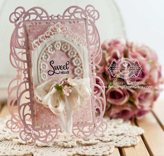 Card Making Ideas by Becca Feeken using  JustRite Sweet Posies and Spellbinders Mystical Embrace and Divine Eloquence