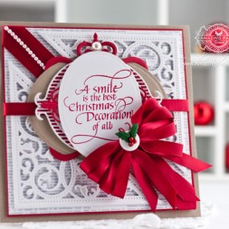 Christmas Card Making Ideas by Becca Feeken using Quietfire Design A Smile is the Best Christmas Decoration and Spellbinders Fleur de Elegance