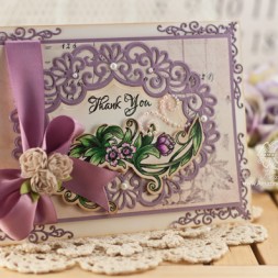Thank you Card Making Ideas by Becca Feeken using Justrite Sentimental Flowers and Spellbinders Heirloom Oval - www.amazingpapergrace.com