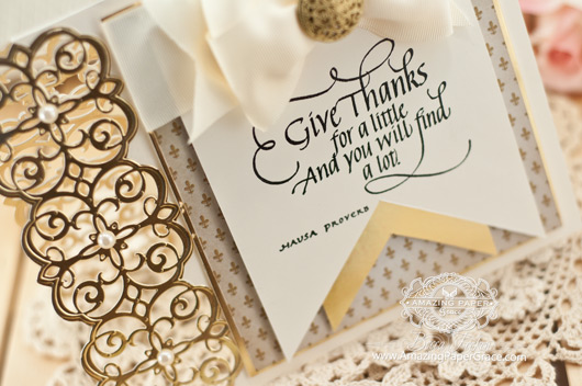 Card Making Ideas by Becca Feeken using Quietfire Design Give Thanks  and Spellbinders Mary Border Strip  - www.amazingpapergrace.com