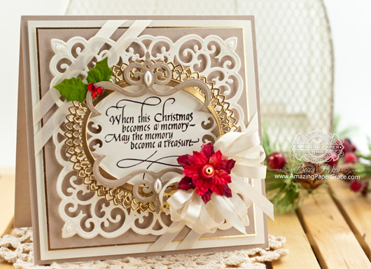 Christmas Card Making Ideas by Becca Feeken using Quietfire Design - When Christmas Becomes and Memory and Spellbinders Victorian Medallion Three - www.amazingpapergrace.com