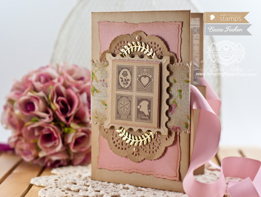 Card Making Ideas by Becca Feeken Using Waltzingmouse Stamps Vintage Post Cards and Spellbinders Victorian Tassels