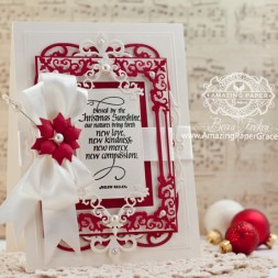 Christmas Card Making Ideas by Becca Feeken using Quietfire Design Blessed by Christmas Sunshine and Spellbinders Regal Frames - www.amazingpapergrace.com