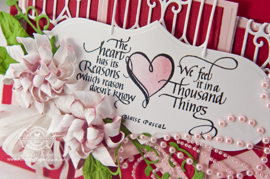 Valentines Day Card Making Ideas by Becca Feeken using Quietfire Design The Heart Has It's Reason and Spellbinders Gate Element (closeup)  - www.amazingpapergrace.com