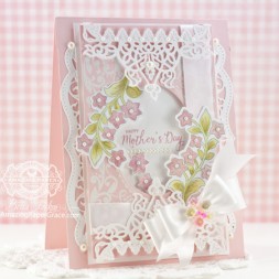 Mothers Day Card Making Ideas by Becca Feeken using JustRite Best Wishes, Bold Vines, Spellbinders Fleur Essence - more details at www.amazingpapergrace.com