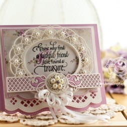 Friendship Card Making Ideas by Becca Feeken using Quietfire Design and Spellbinders Oval Regalia and Spellbinders Romantic Agenda - www.amazingpapergrace.com