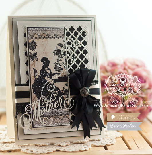 Mothers Day Card Making Ideas by Becca Feeken using Waltzingmouse Stamps Mother Die Template  - www.amazingpapergrace.com