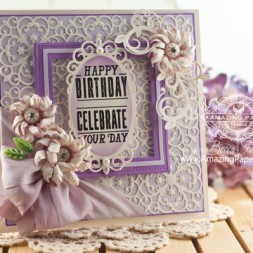 Birthday Card Making Ideas by Becca Feeken using Justrite Papercraft Stacking Sentiment and Spellbinders Victorian Medallion Three - www.amazingpapergrace.com