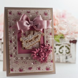 Birthday Card Making Ideas by Becca Feeken using JustRite Grand Handwritten Sentiments and Spellbinders Labels 47 Decorative Elements, Spellbinders Pierced Squares, Spellbinders Blooms Four - www.amazingpapergrace.com