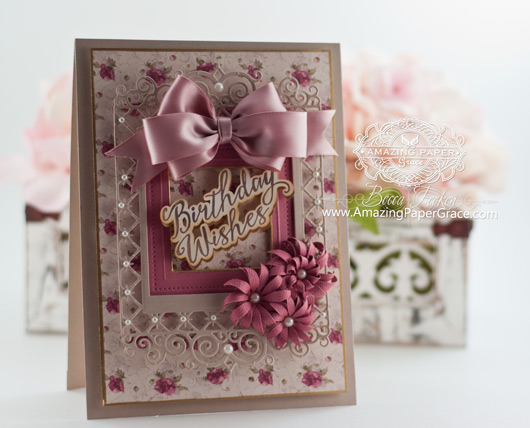 Birthday Card Making Ideas by Becca Feeken using JustRite Grand Handwritten Sentiments and Spellbinders Labels 47 Decorative Elements, Spellbinders Pierced Squares, Spellbinders Blooms Four - www.amazingpapergrace.com