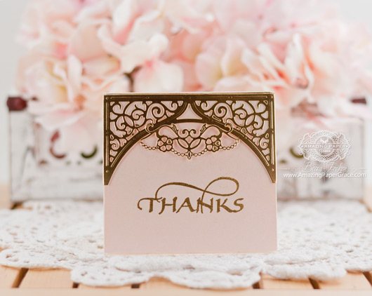 Thank You Card and Gift Box Ensemble ideas by Becca Feeken using Quietfire DesigAn and Spellbinders Swirl Bliss - www.amazingpapergrace.com