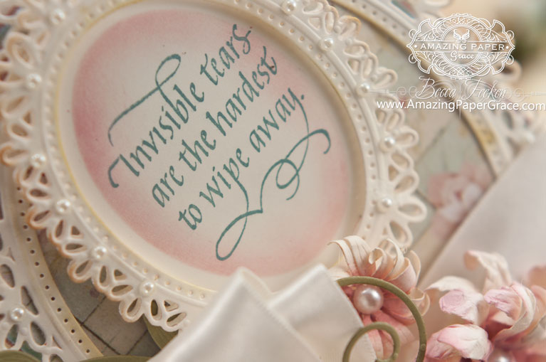 Card Making Ideas by Becca Feeken using Quietfire Design Invisible Tears and Spellbinders Oval Floral (closeup) - www.amazingpapergrace.com