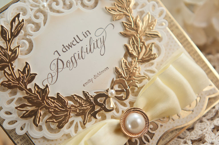Card Making Ideas by Becca Feeken using Quietfire Design - I Dwell in Possibility and Spellbinders Royal Medallions - www.amazingpapergrace.com