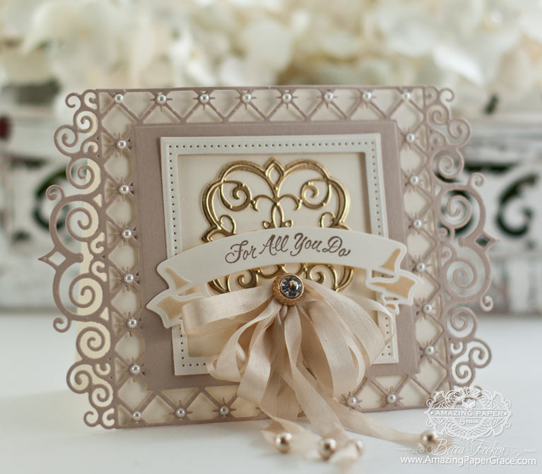 Thank you Card Making Ideas by Becca Feeken using Spellbinders Labels 47 Decorative Elements and Spellbinders Mary Border Strip 