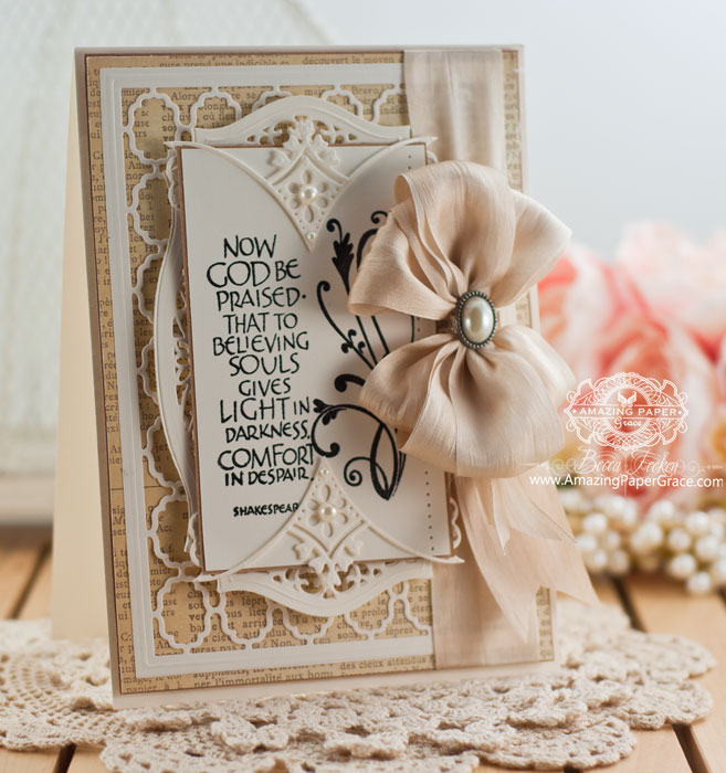 Card Making Idea by Becca Feeken using Spellbinders Victorian Bow Corner - www.amazingpapergrace.com