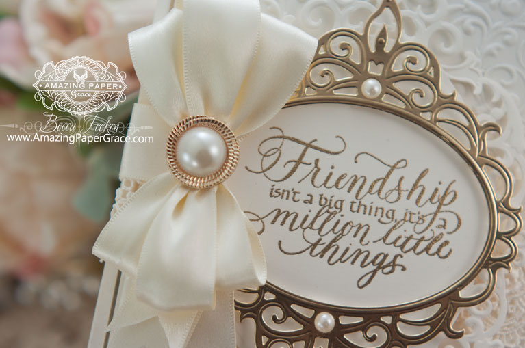 Friendship Card Making Ideas by Becca Feeken using Quietfire Design - Friendship Isn't A Big Thing and Spellbinders Majestic Oval - www.amazingpapergrace.com