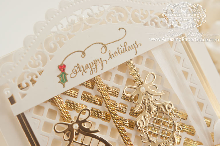 Christmas Card Making Ideas by Becca Feeken using Spellbinders Lattice Ornaments and Quietfire Design - Tiny Christmas Wishes (close up) - www.amazingpapergrace.com