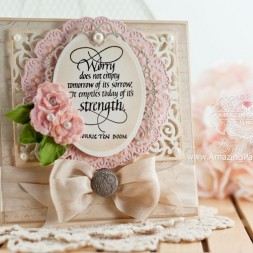 Encouragement Card Making Ideas by Becca Feeken using Spellbinders Victorian Fan and Quietfire Design - Worry - www.amazingpapergrace.com-