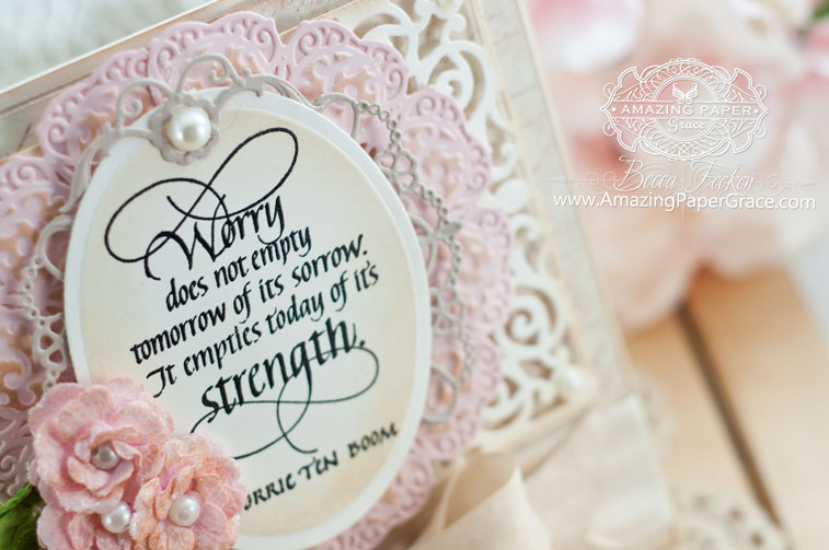 Encouragement Card Making Ideas by Becca Feeken using Spellbinders Victorian Fan and Quietfire Design - Worry - www.amazingpapergrace.com