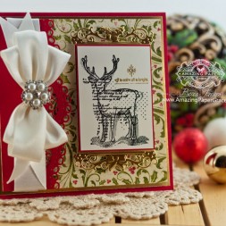 Christmas Card Making Ideas by Becca Feeken using Spellbinders Holly Tags Two, Spellbinders A2 Scalloped Borders One and Unity All is Calm All is Bright - www.amazingpapergrace.com