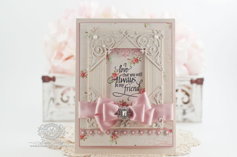 Friendship Card Making Ideas by Becca Feeken using Spellbinders Pierced Rectangles, Spellbinders Imperial Square, Spellbinders Victorian Arch, Spellbinders Gilded Gate Two, Quietfire Design - Always Be My Friend - www.amazingpapergrace.com