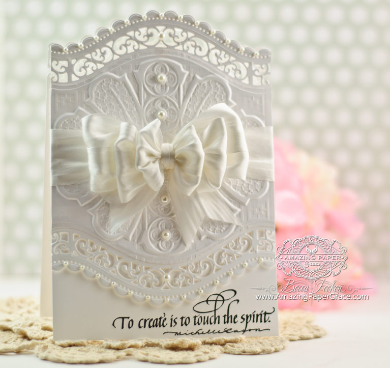 Card Making Ideas by Becca Feeken using Spellbinders Roman Romance M-Bossabilities, Spellbinders A2 Curved Borders Two - www.amazingpapergrace.com