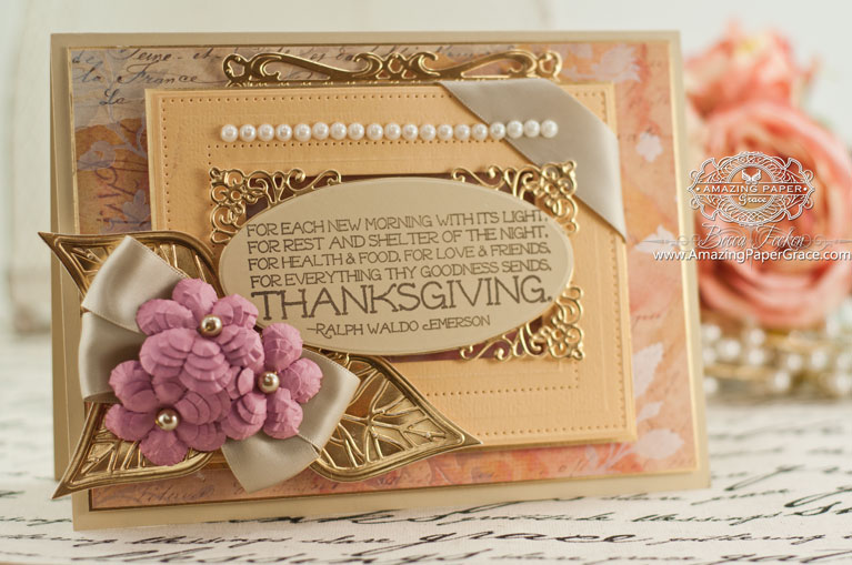 Thanksgiving Card Making Ideas by Becca Feeken using Spellbinders Leaves, Spellbinders Radiant Rectangles, Spellbinders Cinch and Go Flowers, Spellbinders Pierced Rectangles, Spellbinders Captivating Squares - www.amazingpapergrace.com