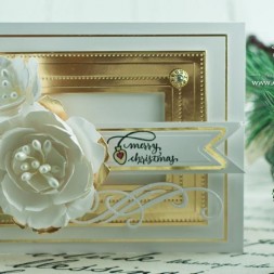 Christmas Card Making Ideas by Becca Feeken using Spellbinders Layered Blooms Contour Die and Quietfire Design Tiny Christmas Wishes, Spellbinders Pierced Rectangles, Spellbinders Cinch and Go Flowers, Spellbinders Petite Pennants - www.amazingpapergrace.com