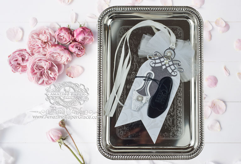 CHA 2016 New Die Collection by Amazing Paper Grace to include Spellbinders Ladies Shoe, Spellbinders Gents Shoe, Spellbinders Arched Swallowtail Pennants, Spellbinders Decorative Swallowtail Tags - www.amazingpapergrace.com