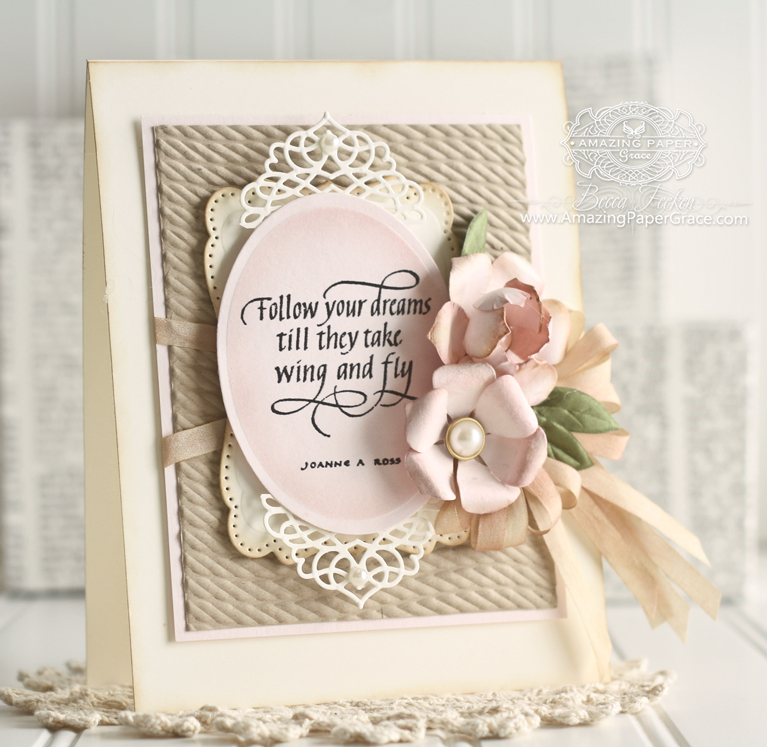 Card Making Ideas by Becca Feeken using Quietfire Design - Follow Your Dreams, Spellbinders Simply Succulent Contour Steel Rule Die, Spellbinders Need a Rope Embossing Folder, Spellbinders 6 x 6 Holly Framed Etched Dies, Spellbinders A2 Tranquil Moments, Spellbinders Classics Ovals, LG - www.amazingpapergrace.com