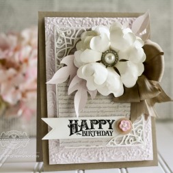 Birthday Card Making Ideas by Becca Feeken using Penny Black - Sentimental Stamp Set and Diecutting with Spellbinders Petal Pusher, Spellbinders Labels 34 Medallion Embossing Folder and Spellbinders A2 Tranquil Moments - www.amazingpapergrace.com