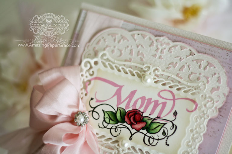 Mothers Day Card Making Ideas by Becca Feeken using Quietfire Design (Keep Calm and Call Mom) and Spellbinders Belgian Lace, Spellbinders A2 Valiant Honor, Spellbinders Pillow Box - www.amazingpapergrace.com